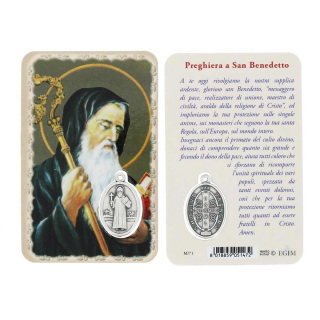Tarjeta San Benito con Medalla 5.5x8.5 cm