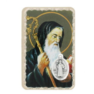 Tarjeta San Benito con Medalla 5.5x8.5 cm