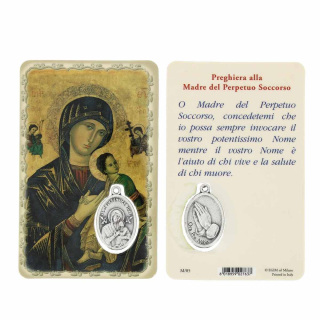 Tarjeta Madre del Perpetuo Socorro con Medalla 5,5x8,5 cm
