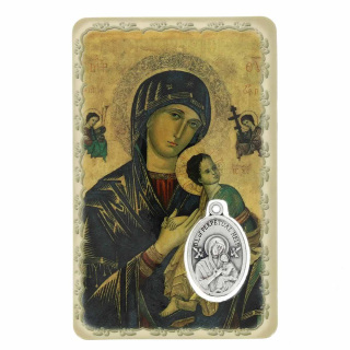 Tarjeta Madre del Perpetuo Socorro con Medalla 5,5x8,5 cm