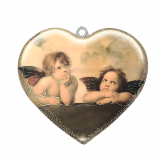 Corazón Querubines y oración pvc 11,5x10,5 cm