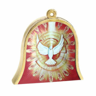 Campana Paloma Espíritu Santo y oración pvc 10,5x10,5 cm