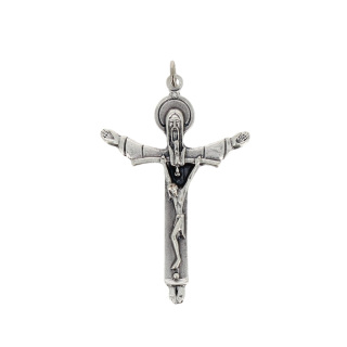 Crocifisso Trinità metallo argentato 3,5x5 cm