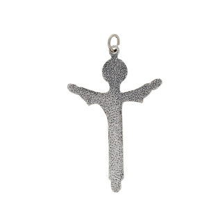 Crocifisso Trinità metallo argentato 3,5x5 cm