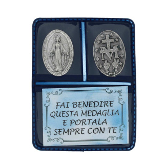 Blue envelope with medal of the Miraculous Madonna