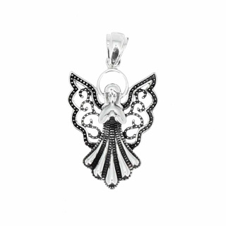 Silver open wings Angel medal 1,7x2,5 cm