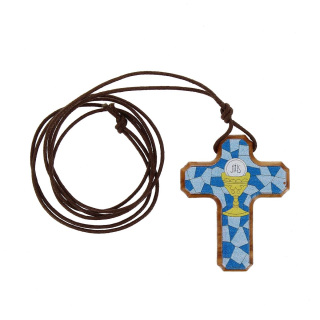 Pendente Croce legno di ulivo con Calice 3,3x4,2 cm