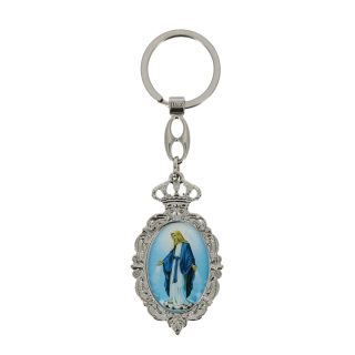Portachiavi Madonna Miracolosa con corona 3,5x11 cm