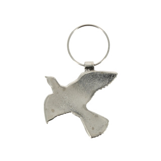 Nickel-plated metal dove keychain 4x6 cm