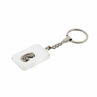 Portachiavi trasparente Madonna con Bambino 3x11,5 cm