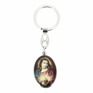Portachiavi metallo Sacro Cuore di Gesù 3x9,5 cm