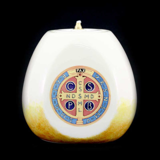 Lucerne in colored ceramic St Benedict 17x17 cm