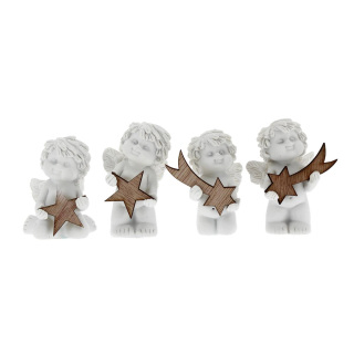 Ángel resina blanca con estrella madera 7 cm