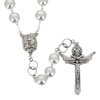 Wedding rosary silver pearl Bead 12 mm