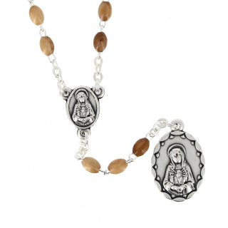 Rosario madera Nuestra Señora de los Dolores Cuenta 4x6 cm