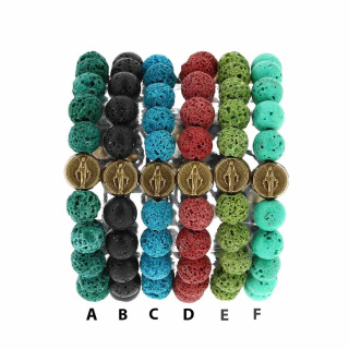 Pulsera rosario Piedra de lava Milagrosa Cuenta 9 mm