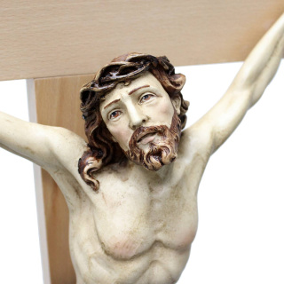 Crucifijo con base en cruz de madera y cuerpo de resina 60x190 cm
