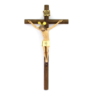 Wooden crucifix Jesus painted plastic 21x40 cm