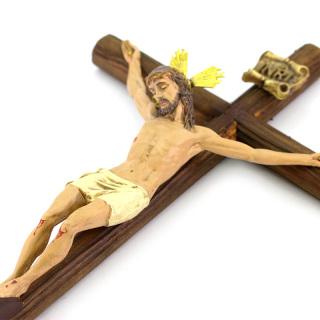 Wooden crucifix Jesus painted plastic 21x40 cm