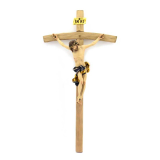 Crucifix in wood curved cross 45x85 cm