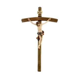Wood crucifix curved cross 15x29 cm