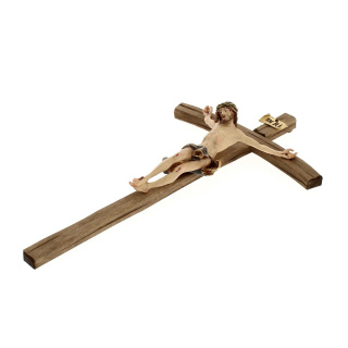 Wood crucifix curved cross 15x29 cm