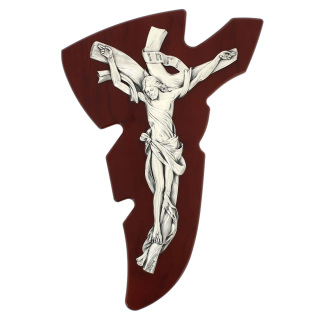 Stylized crucifix in shaped wood 30x46 cm