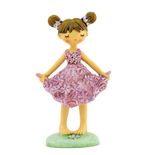 Girl with flower dress in colored resin 11 cm
