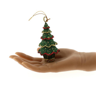 Árbol de Navidad con perlas verde 10 cm Colección Scintille di Fabrille