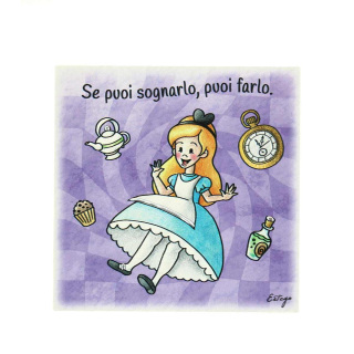 Decorated picture of Alice 10x10 cm