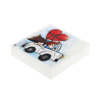 Wooden decorated picture I love You 10x10 cm