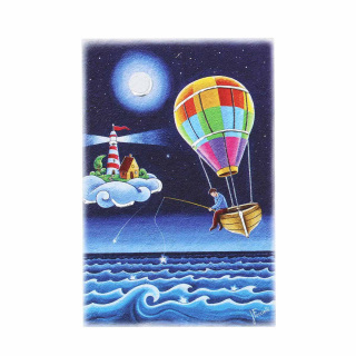 Cuadro de madera decorado Pesca de Sueños 10X15 cm