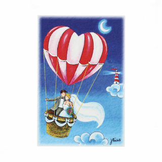 Cuadro de madera decorado Recién casados de viaje 10X15 cm