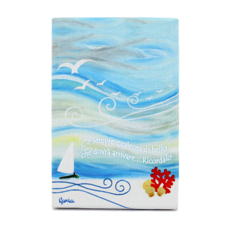 Canvas Painting Painted Words Sailboat 10x15 cm