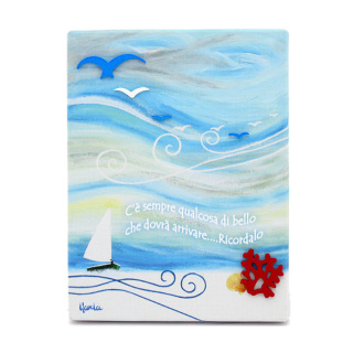 Canvas Painting Painted Words Sailboat 15x19 cm