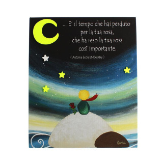 Canvas Painting Painted Words Little Prince and Rose 24x29 cm