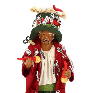 Jorobado de la suerte rojo de terracota con trajes 20 cm