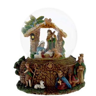 Glass Snow globe with glitter Nativity and Three Wise Men 15x18 cm
