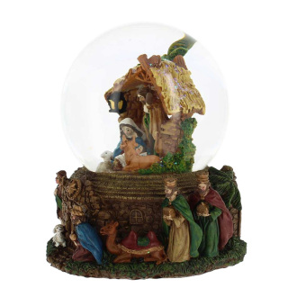 Glass Snow globe with glitter Nativity and Three Wise Men 15x18 cm