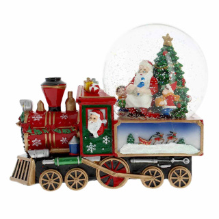 Train with Glass Snow globe and Santa Claus 21,5x18 cm