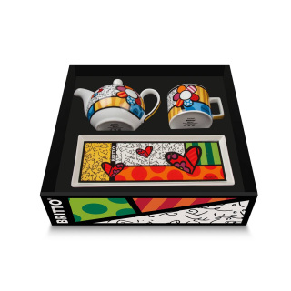 Set of teapot cup and tray Flower Romero Britto Egan