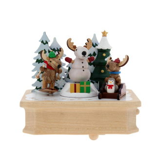 Skier Reindeers music box 14x12x10 cm Wooderful Life