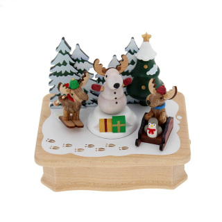 Skier Reindeers music box 14x12x10 cm Wooderful Life