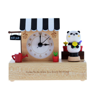 Panda with clock music box 14,5x12x7 cm Wooderful Life