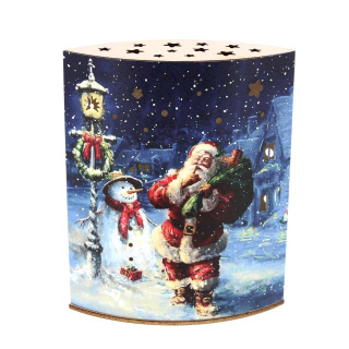 Lámpara de noche Papá Noel con muñeco de nieve 16x13 cm