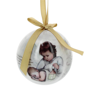 Christmas ball with Angel of God and Prayer 7,5 cm
