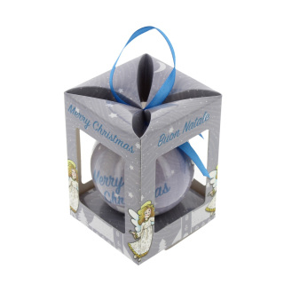 Christmas Ball Angel with phrase 7,5 cm