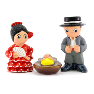 Spanish Nativity scene in painted terracotta 7 cm 3 pcs