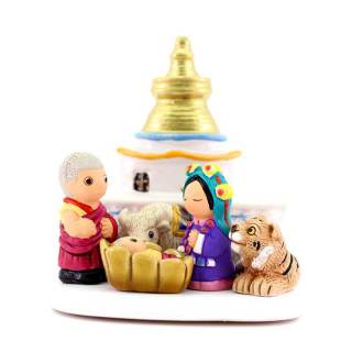 Laos Nativity scene in terracotta 8x8 cm