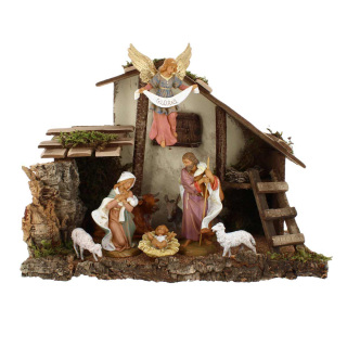 Hut with 8 shepherds 19 cm Fontanini